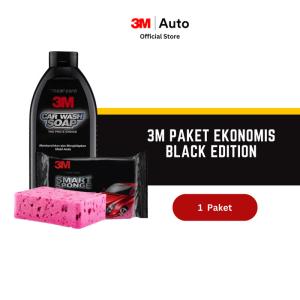 3M Paket Ekonomis Black Series - Shampo dan Spons Cuci Mobil - 7900B Car Wash Black dan Smart Spons
