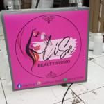 neon box kotak 2 sisi uk - 30cm x 30cm, Hitam/samping