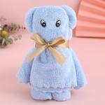 Pembuatan souvenir /sovenir PERNIKAHAN handuk bentuk boneka beruang ukuran 35x75 - Biru