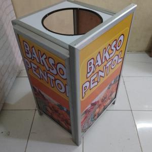 Booth Portable Meja Lipat Rombong ukuran 50x40x80 bahan aluminium untuk jualan pentol bakso cilok