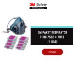 3M Paket Particulate Filter 7093 [4 Bag] - P100 with Mask 7502 (1X)