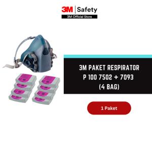 3M Paket Particulate Filter 7093 [4 Bag] - P100 with Mask 7502 (1X)