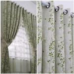 gorden jendela minimalis bunga serambit bahan satin beridal - Hijau, L.100cmxT.100cm