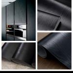 SALE Wallpaper Sticker Dinding Motif Serat Kayu Interior Coklat Hitam