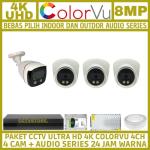PAKET CCTV COLORVU 8MP 4 CHANNEL 4 KAMERA ULTRA HD 4K