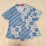 Konveksi TOP BLUS BATIK ANAK KIMONO BERKANCING BERKANTONG COCOK SERAGAM SEKOLAH - Biru, L