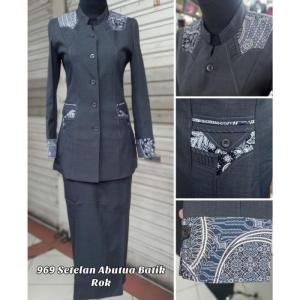 Konveksi Bom Set Blazer Wanita Formal Batik Code 188 Abu Tua Cantik Seragam Bank,Kantor,Pns,S,Marketing
