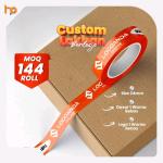 Lakban Custom Ukuran 24mm 1 Warna Logo / 1 Warna Dasar Putih