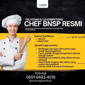 RESMI! TELP. 0851-9493-4019, Harga Sertifikasi Chef Serang