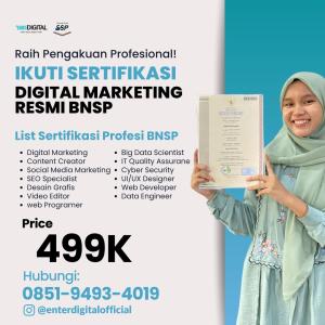 TERBATAS! HUB: 0851-9493-4019, Ujian Sertifikasi Digital Marketing BNSP Kota Banjar