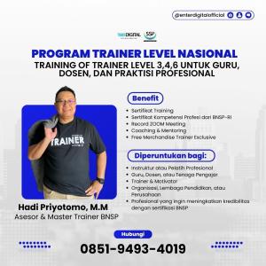 CERTIFIED! TELP. 0851-9493-4019, Sertifikasi TOT BNSP Level 4 Kuningan