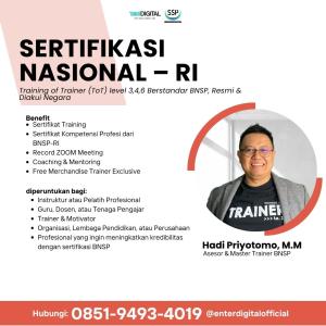 AHLI! HUB: 0851-9493-4019, Biaya Sertifikasi TOT Temanggung