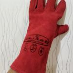 SARUNG TANGAN LAS KULIT TEBAL WELDING GLOVE SAJASE Panjang 14 in Merah - Pasang